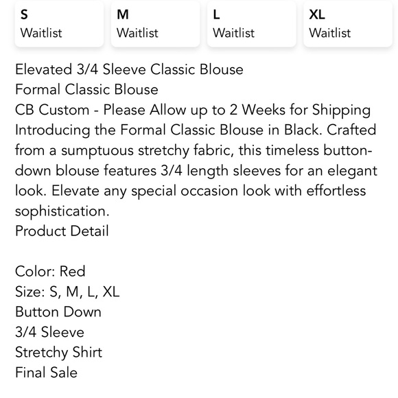 NWT, Red Button Down Blouse featuring custom trim, size L - Picture 4 of 4